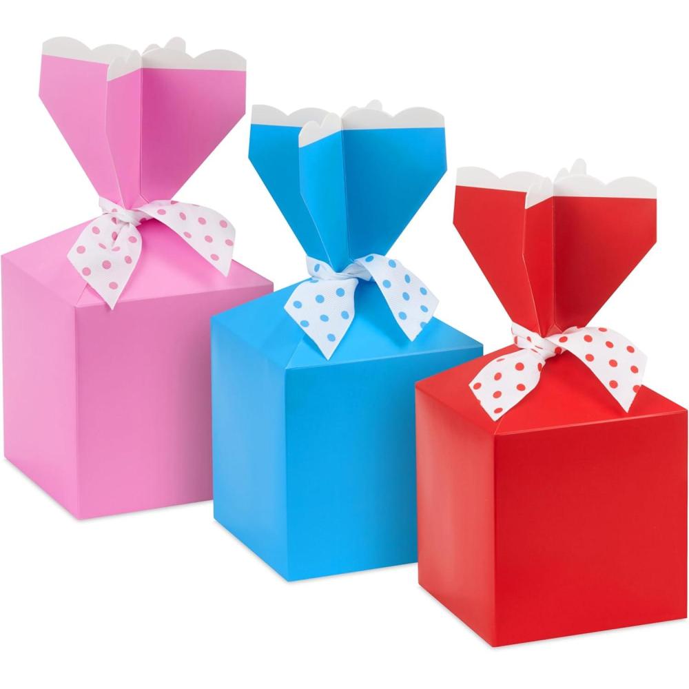 imageHallmark 5JVG1928 Paper Wonder 3quot Small Valentines Gift Boxes Pack of 3 Hearts in Pink Purple and RedPink  Blue  Red