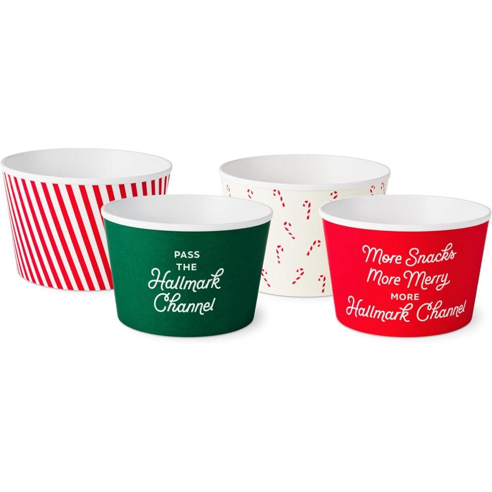 imageHallmark Channel Holiday MovieWatching Popcorn Snack Bowls Set of 4 for Christmas Parties Movie Nights Celebrations