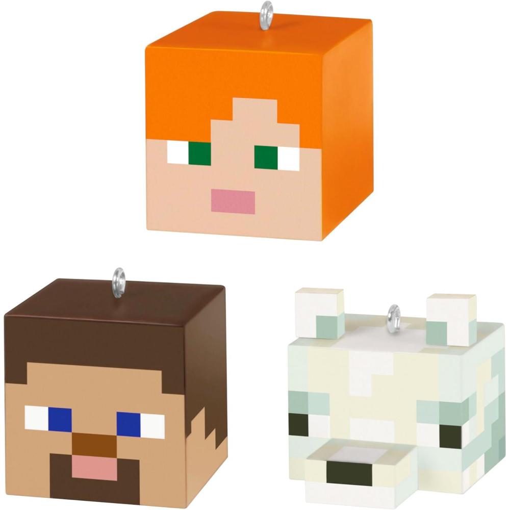 imageHallmark Keepsake Christmas Ornament 2023 Minecraft Bee Gifts for GamersAlex  Steve  and Arctic Fox