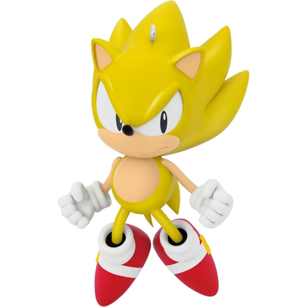 imageHallmark Keepsake Christmas Ornament 2024 Sonic the Hedgehog Sonic Collecting Rings With Light Sound and Motion Gifts for GamersSuper Sonic