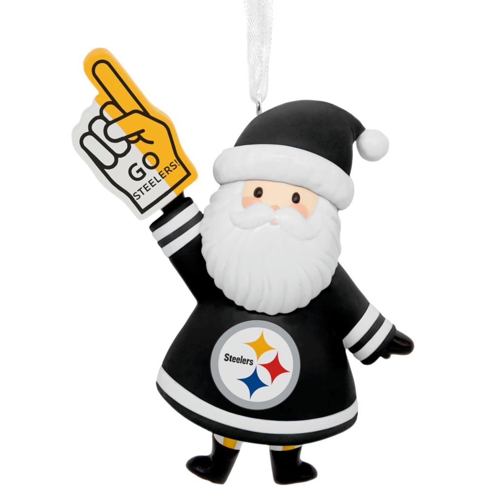 imageHallmark NFL Pittsburgh Steelers Santa Fan Christmas Ornament Gifts for Sports Fans