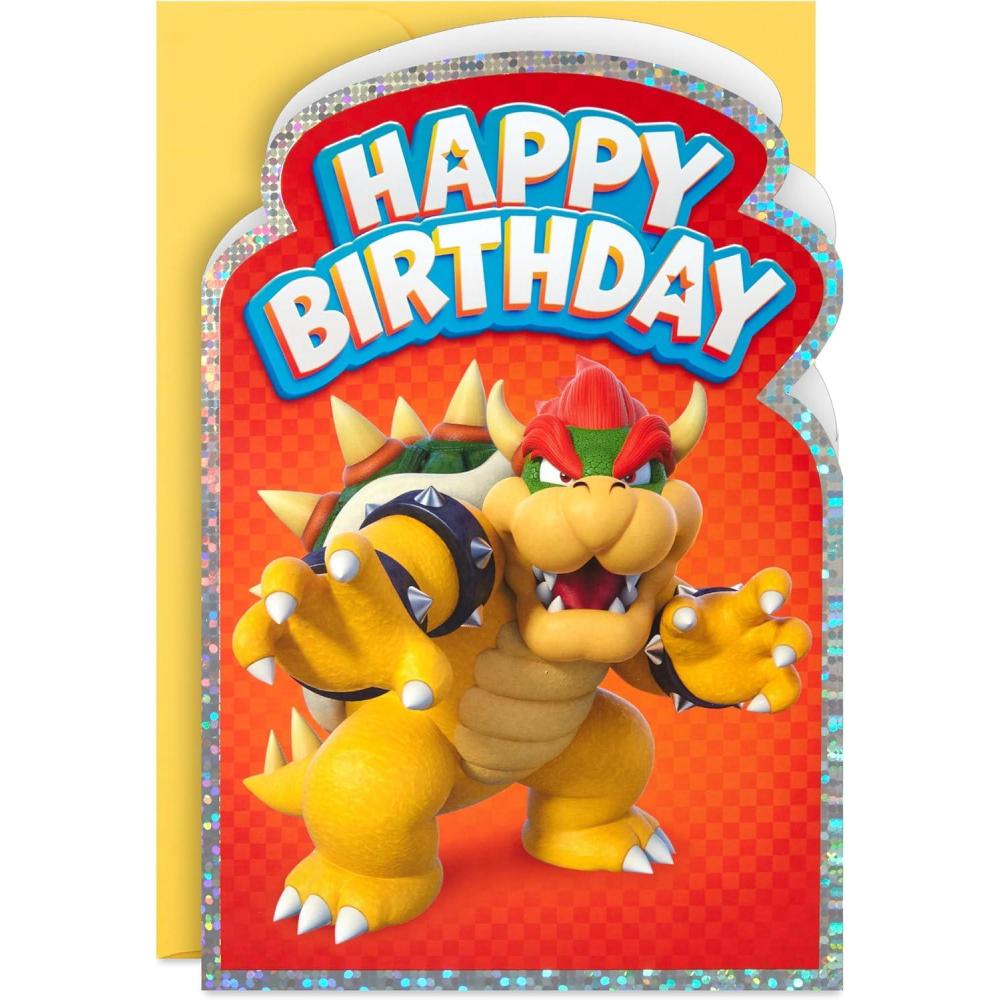 imageHallmark Nintendo Super Mario Bros Birthday Card Bowser for Kids Teens Gamers