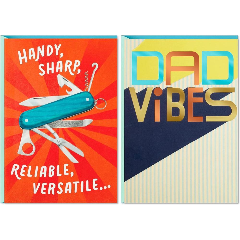 imageHallmark Pack of 2 Fathers Day Cards Swiss Army Knife Dad VibesFathers Day  Swiss Army Dad Vibes