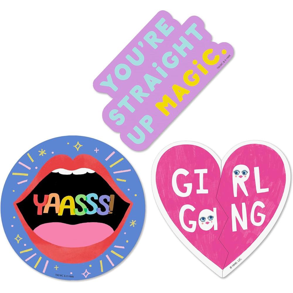 imageHallmark Pack of 3 Stickers for Water Bottles Planners Notebooks Wall Girl Gang Yaasss Magic Pride Decals for Teens or AdultsGirl Gang  Yaasss  Magic Pride Decals for Teens or Adults