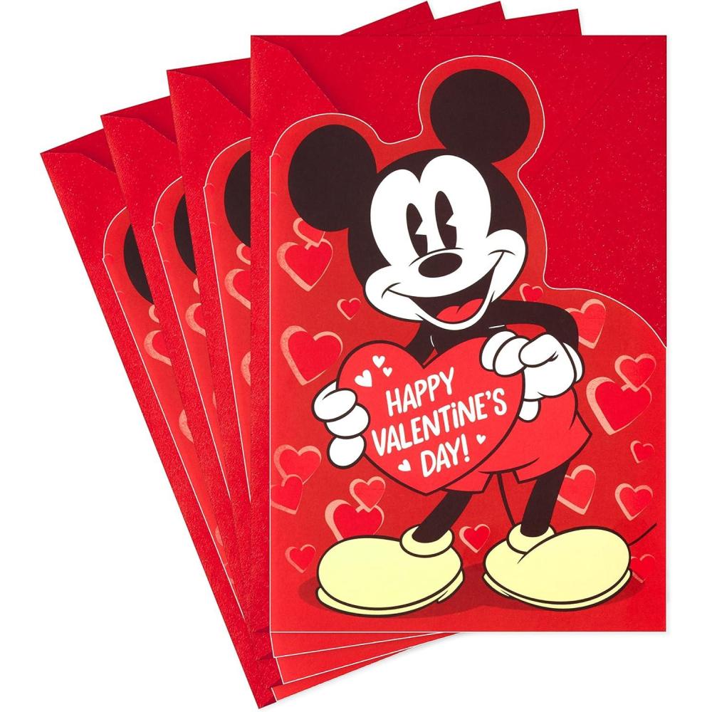 imageHallmark Pack of 4 Mickey Mouse Valentines Day Cards All the Things You LoveMickey Mouse  4 Cards with Envelopes