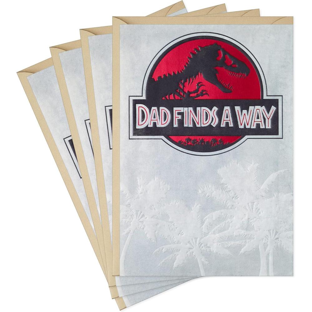 imageHallmark Pack of Jurassic World Fathers Day Cards for Dad Son Husband Grandpa Brother Anyone 4 Cards with EnvelopesFathers Day  Jurassic Park