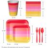 Crayola Color Pop Yellow and Orange Party Supplies (12 Dinner Plates, 12 Dessert Plates, 12 Paper Cups, 24 Napkins, 12 Sets of Plastic Cutlery) for Birthdays, Back to School, Halloween(Scarlet Red  Tickle Me Pink  Melon  Golden Rod)