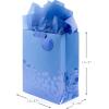 Hallmark 13″ Large Gift Bag with Tissue Paper (Blue Foil Dots) for Hanukkah, Christmas, Birthdays, Fathers Day, Graduations, and Baby Showers(1 Count (Pack of 1))