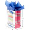 Hallmark 13″ Large Gift Bag with Tissue Paper (Bright Cake) for Birthdays, Parties and More(Birthday Cake)