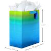 Hallmark 13″ Large Iridescent Gift Bags Assortment (3 Bags: Rainbow Gradients – Blue/Green, Gold/Silver, Purple/Red) for Birthdays, Graduations, Bridal Showers, Baby Showers(Ombre)
