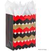 Hallmark 13″ Large Valentine’s Day Gift Bag with Tissue Paper (Geometric Heart)(Red  Black and Gold Hearts)