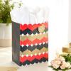 Hallmark 13″ Large Valentine’s Day Gift Bag with Tissue Paper (Geometric Heart)(Red  Black and Gold Hearts)