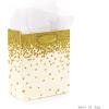 Hallmark 17″ Extra Large Gift Bag with Tissue Paper (White with Gold Polka Dots) for Christmas, Hanukkah, Weddings, Engagements, Bridal Showers, Graduations, Retirements, Birthdays, Valentine’s Day(Small)