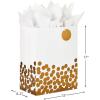 Hallmark 17″ Extra Large Gift Bag with Tissue Paper (White with Gold Polka Dots) for Christmas, Hanukkah, Weddings, Engagements, Bridal Showers, Graduations, Retirements, Birthdays, Valentine’s Day(X-Large (Pack of 1))