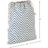 Hallmark 19″ Large Fabric Drawstring Gift Bag (Ivory and Blue Chevron Stripe) for Christmas, Hanukkah, Birthdays, Father’s Day