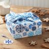 Hallmark 26″ Reusable Christmas Gift Wrap (1 Fabric Wrap: Blue Snowflakes on Natural Cotton) for Holiday Parties, Hanukkah, Winter Weddings(Blue Snowflakes)