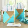 Hallmark 6″ Small Paper Gift Bags, 8-Pack (White and Kraft) for Birthdays, Christmas, Weddings, Graduations, Baby Showers, Bridal Showers, Care Packages and More(Teal  Gold)