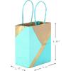 Hallmark 6″ Small Paper Gift Bags, 8-Pack (White and Kraft) for Birthdays, Christmas, Weddings, Graduations, Baby Showers, Bridal Showers, Care Packages and More(Teal  Gold)