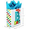 Hallmark 9″ Medium Birthday Gift Bag with Tissue Paper and Mini Signs (Happy Happy Birthday, Green, Grey, Blue Hand lettering)(Bday Bag with Turquoise Tissue)