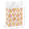 Hallmark 9″ Medium Gift Bag with Tissue Paper (Flowers and Butterflies; Turquoise and Yellow) for Birthdays, Mothers Day, Bridal Showers, Baby Showers and More(Pink and Gold Hearts)