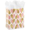 Hallmark 9″ Medium Gift Bag with Tissue Paper (Flowers and Butterflies; Turquoise and Yellow) for Birthdays, Mothers Day, Bridal Showers, Baby Showers and More(Pink and Gold Hearts)