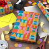 Hallmark Birthday Wrapping Paper and Scotch Clip and Twist Desktop Tape Dispenser – 1 Mini Gift Wrap Roll with 1 Roll of Scotch Magic Tape – Rainbow Block Letters