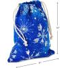 Hallmark Blue Drawstring Christmas Gift Bag Bundle (3 Fabric Gift Bags: 8″ x 10″) Snowflakes and Stars for Christmas, Hanukkah, Weddings, Birthdays(Celestrial Fabric Bundle)