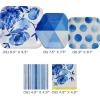 Hallmark Blue Floral Party Supplies (16 Square Dinner Plates, 8 Square Dessert Plates, 8 Hexagonal Dessert Plates, 32 Beverage Napkins) Flowers, Stripes, Polka Dots