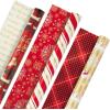 Hallmark Christmas Wrapping Paper Rolls and Scotch Gift-Wrap Tape (Set of 3 Reversible Gift Wrap Rolls with 6 Rolls of Tape) Traditional Holiday – Santa, Red and Gold Snowflakes, Stripes, Plaid