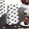 Hallmark Graduation Party Favor and Wrapped Treat Bags (30 Count; White with Black Mortarboards) for Grad Gifts, Open Houses, Gift Cards(Black  White)