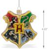 Hallmark Harry Potter Stacked Books with Wand Christmas Ornament,Resin, 2.23 x 2.75 x 2.28 inches, (0002HCM9130)(Glass Hogwarts Crest)