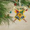 Hallmark Harry Potter Stacked Books with Wand Christmas Ornament,Resin, 2.23 x 2.75 x 2.28 inches, (0002HCM9130)(Hogwarts Crest)