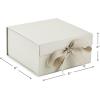 Hallmark Medium Gift Boxes with Bow and Shredded Paper Fill, Pack of 2 (Black 8 inch Box) for Weddings, Graduations, Birthdays, Father’s Day, Groomsmen Gifts, All Occasion(Antique White)