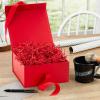 Hallmark Medium Gift Boxes with Bow and Shredded Paper Fill, Pack of 2 (Black 8 inch Box) for Weddings, Graduations, Birthdays, Father’s Day, Groomsmen Gifts, All Occasion(Red)