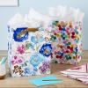 Hallmark Morgan Harper Nichols Gift Bag Bundle (2 Bags: 1 Medium 9″, 1 Large 13″) Pink, Peach, Green, Teal Floral for Birthdays, Mother’s Day, Graduations(White  Pink)