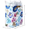 Hallmark Morgan Harper Nichols Gift Bag Bundle (2 Bags: 1 Medium 9″, 1 Large 13″) Pink, Peach, Green, Teal Floral for Birthdays, Mother’s Day, Graduations(White  Pink)
