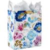 Hallmark Morgan Harper Nichols Gift Bag Bundle (2 Bags: 1 Medium 9″, 1 Large 13″) Pink, Peach, Green, Teal Floral for Birthdays, Mother’s Day, Graduations(White  Pink)