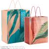 Hallmark Morgan Harper Nichols Gift Bag Bundle (2 Bags: 1 Medium 9″, 1 Large 13″) Pink, Peach, Green, Teal Floral for Birthdays, Mother’s Day, Graduations(Teal  Coral)