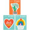 Hallmark Pack of 3 Stickers for Water Bottles, Planners, Notebooks, Wall (Cupcake, Cactus, and Heart Pride Decals for Teens or Adults)(Cupcake  Cactus  and Heart Pride Decals for Teens or Adults)