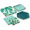 Hallmark Palm Leaves Party Supplies (16 Square Dinner Plates, 8 Square Dessert Plates, 8 Hexagonal Dessert Plates, 16 Dinner Napkins, 16 Beverage Napkins) Plants, Polka Dots, Dark Green