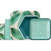Hallmark Palm Leaves Party Supplies (16 Square Dinner Plates, 8 Square Dessert Plates, 8 Hexagonal Dessert Plates, 16 Dinner Napkins, 16 Beverage Napkins) Plants, Polka Dots, Dark Green