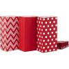 Hallmark Red Party Favor and Wrapped Treat Bags, Assorted Designs (30 Ct., 10 Each of Chevron, White Dots, Solid) for Christmas, Valentines Day, Sweetest Day, May Day, Mothers Day, Care Packages(Red Chevron  Solid  Polka Dot)
