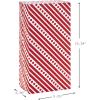 Hallmark Red Party Favor and Wrapped Treat Bags, Assorted Designs (30 Ct., 10 Each of Chevron, White Dots, Solid) for Christmas, Valentines Day, Sweetest Day, May Day, Mothers Day, Care Packages(Red Stripes with Label)