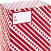 Hallmark Red Party Favor and Wrapped Treat Bags, Assorted Designs (30 Ct., 10 Each of Chevron, White Dots, Solid) for Christmas, Valentines Day, Sweetest Day, May Day, Mothers Day, Care Packages(Red Stripes with Label)