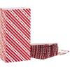 Hallmark Red Party Favor and Wrapped Treat Bags, Assorted Designs (30 Ct., 10 Each of Chevron, White Dots, Solid) for Christmas, Valentines Day, Sweetest Day, May Day, Mothers Day, Care Packages(Red Stripes with Label)
