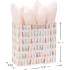 Hallmark Signature Studio 7″ Medium Square Gift Bag with Tissue Paper (Abstract Brushstrokes) Peach, Mint Green, Teal for Easter, Birthdays, Bridal Showers and More(Rainbow Tassels)
