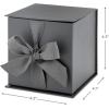 Hallmark Small Gift Box with Bow and Shredded Paper Fill (Grey White 4 inch Gift Box) for Weddings, Bridal Showers, Graduations, Birthdays, Bridesmaids Gifts, All Occasion(Slate Gray)