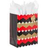 Hallmark 13″ Large Valentine’s Day Gift Bag with Tissue Paper (Geometric Heart)(Red  Black and Gold Hearts)