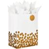 Hallmark 17″ Extra Large Gift Bag with Tissue Paper (White with Gold Polka Dots) for Christmas, Hanukkah, Weddings, Engagements, Bridal Showers, Graduations, Retirements, Birthdays, Valentine’s Day(X-Large (Pack of 1))