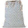 Hallmark 19″ Large Fabric Drawstring Gift Bag (Ivory and Blue Chevron Stripe) for Christmas, Hanukkah, Birthdays, Father’s Day